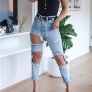 White fox skinny high waisted jeans